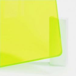 Plexiglas transparent galben, fluorescent, grosime 3mm, dimensiuni 300x200mm