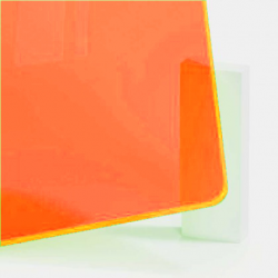 Plexiglas transparent portocaliu, fluorescent, grosime 3mm, dimensiuni 300x200mm